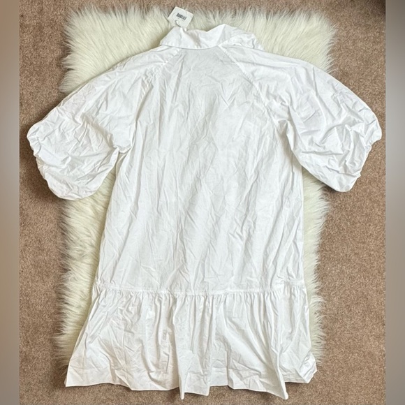 New Jonathan Simkhai Crissy Shirt Dress White Relaxed Fit Ballooned Short Sleeve - Picture 4 of 6